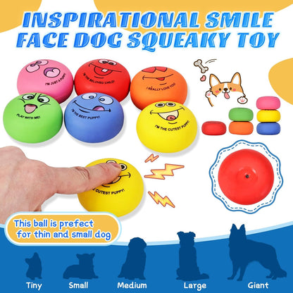 Breffima 12 Pcs Smile Inspirational Face Dog Squeaky Toys Latex Rubber Squeaky Ball Bulk Emoticon Dog Toys Chewing Interactive for Puppy Lovers Gift for Small Medium Pets Puppies Training
