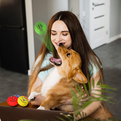 Breffima 12 Pcs Smile Inspirational Face Dog Squeaky Toys Latex Rubber Squeaky Ball Bulk Emoticon Dog Toys Chewing Interactive for Puppy Lovers Gift for Small Medium Pets Puppies Training