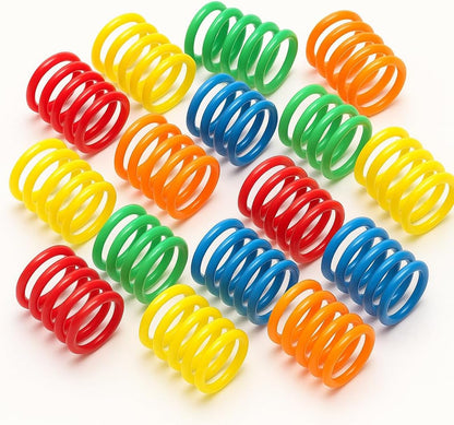 15-Pack Colorful Durable Spiral Springs for Cats & Kittens – Interactive Bouncy Plastic Coil Toy for Swatting, Chasing & Play - Cat Spring Toys