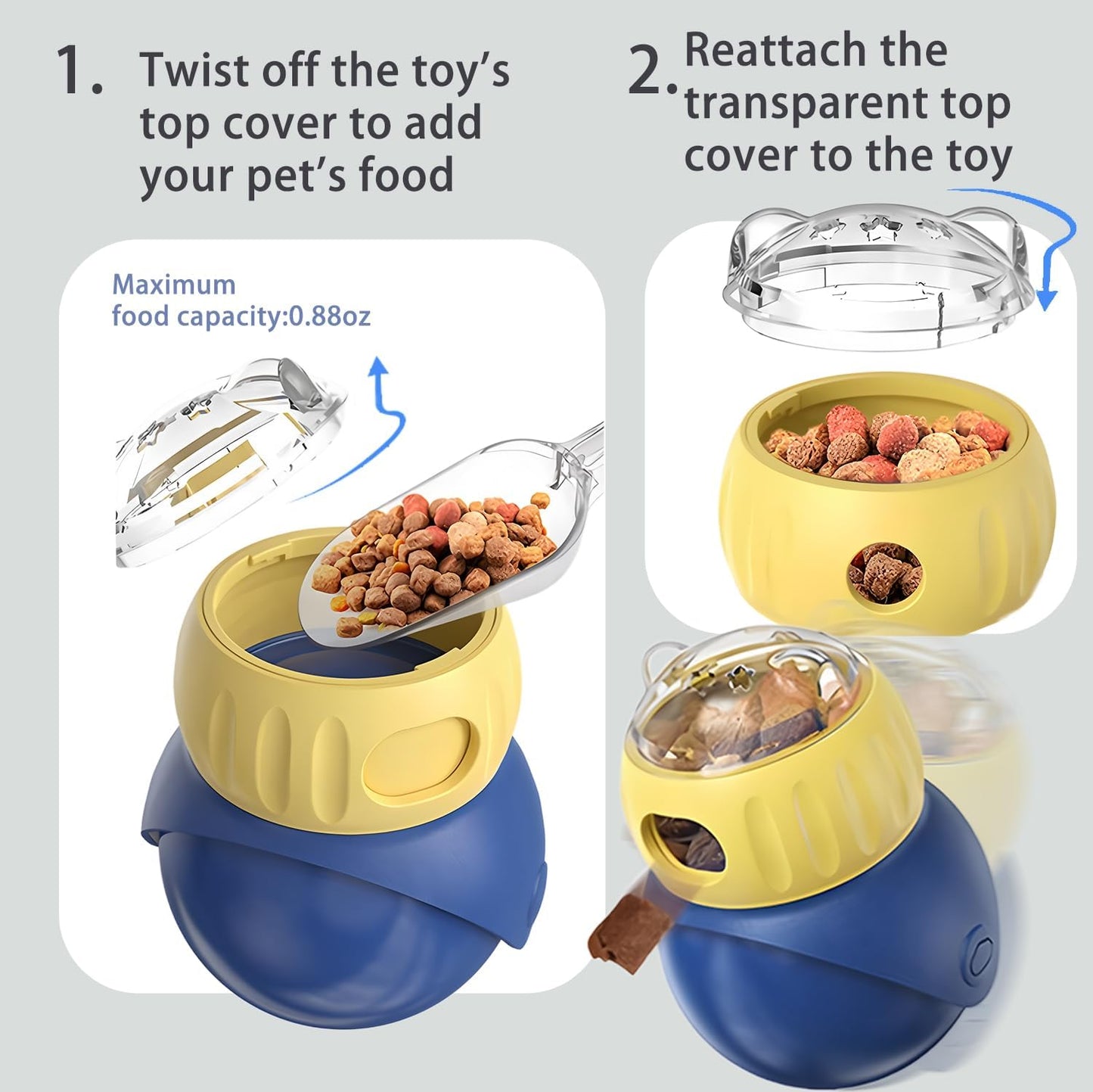 Interactive Pet Toys, Fun Tumbler Puzzle Toys with Food Dispense for Cat,Small Dogs and Other Pets, Interactive Chase Treat Ball Playing Indoor for Cats and Mini Puppies in Safety (Owl Shape)