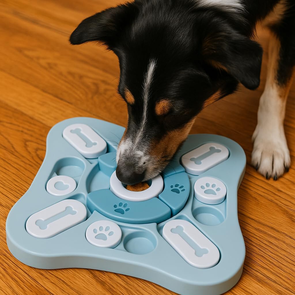 Interactive Dog Puzzle Treat Toy for Slower Eating - Smart Treat Dispensing Cognitive Toys for Dogs Playtime - Non-Slip Plastic - Mind Boosting Dog IQ Training Puzzle Toys for Puppies and Large Breeds