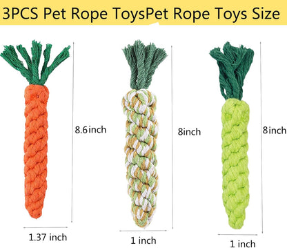 3PCS Yellow Carrot Pet Rope Toys,Cat Interactive Chews,Puppy Teething Chew Toys,Teeth Cleaning and Chewing for Dogs and Cats (Mixed Color-3pcs)