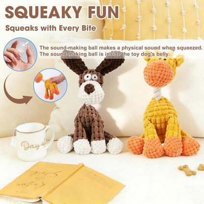 2026 New Dog Toys, Indestructible Plush Dog Toy for Aggressive Chewers,Squeaky Chew Toys for Small Medium Dogs,Dogs Squeaky Chew Toy for Indoor Pups Teething