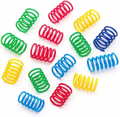 15-Pack Colorful Durable Spiral Springs for Cats & Kittens – Interactive Bouncy Plastic Coil Toy for Swatting, Chasing & Play - Cat Spring Toys