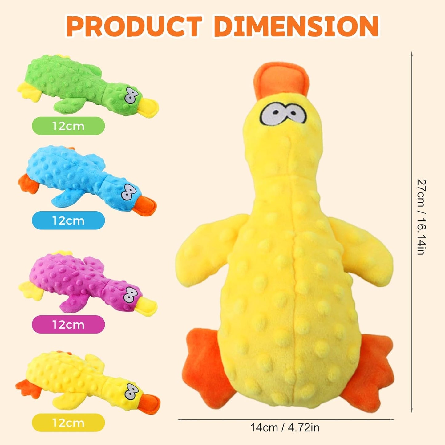 2025 New Calming Duck, Durable Dog Calming Ducks Dog Toy Yellow Stuffed Duck Dog Chew Toys, Upgrade Calming Dogs' Support for Indoor Puppy (Blue)