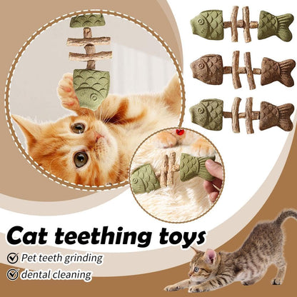 2026 New Creative Fish Bone Cat Toy,Purrident - Fix Your Cat’s Dental Health,Cat Chew Toys,Wooden Catnip Teeth Cleaning Stick, Natural Fishbone Cats Dental Toy,Durable Feline Tooth Care Tool
