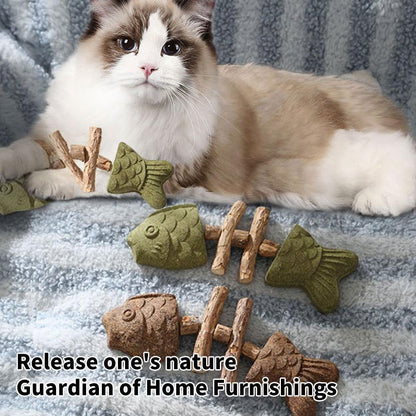 2026 New Creative Fish Bone Cat Toy,Purrident - Fix Your Cat’s Dental Health,Cat Chew Toys,Wooden Catnip Teeth Cleaning Stick, Natural Fishbone Cats Dental Toy,Durable Feline Tooth Care Tool
