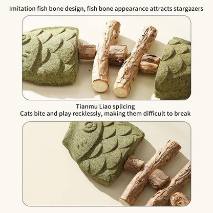 2026 New Creative Fish Bone Cat Toy,Purrident - Fix Your Cat’s Dental Health,Cat Chew Toys,Wooden Catnip Teeth Cleaning Stick, Natural Fishbone Cats Dental Toy,Durable Feline Tooth Care Tool