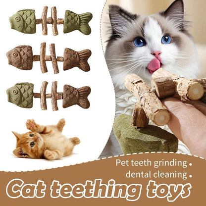 2026 New Creative Fish Bone Cat Toy,Purrident - Fix Your Cat’s Dental Health,Cat Chew Toys,Wooden Catnip Teeth Cleaning Stick, Natural Fishbone Cats Dental Toy,Durable Feline Tooth Care Tool