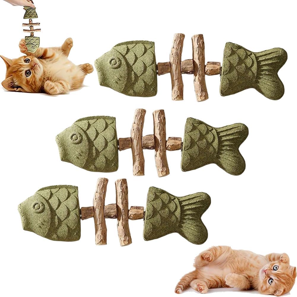 2026 New Creative Fish Bone Cat Toy,Purrident - Fix Your Cat’s Dental Health,Cat Chew Toys,Wooden Catnip Teeth Cleaning Stick, Natural Fishbone Cats Dental Toy,Durable Feline Tooth Care Tool