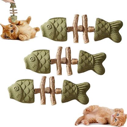 2026 New Creative Fish Bone Cat Toy,Purrident - Fix Your Cat’s Dental Health,Cat Chew Toys,Wooden Catnip Teeth Cleaning Stick, Natural Fishbone Cats Dental Toy,Durable Feline Tooth Care Tool