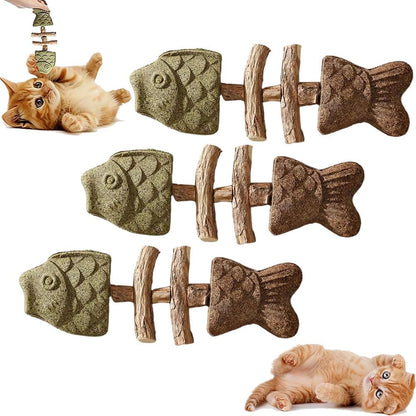 2026 New Creative Fish Bone Cat Toy,Purrident - Fix Your Cat’s Dental Health,Cat Chew Toys,Wooden Catnip Teeth Cleaning Stick, Natural Fishbone Cats Dental Toy,Durable Feline Tooth Care Tool