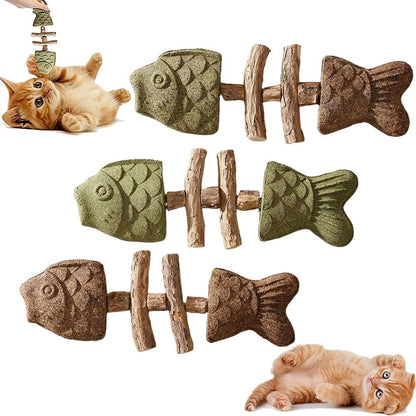 2026 New Creative Fish Bone Cat Toy,Purrident - Fix Your Cat’s Dental Health,Cat Chew Toys,Wooden Catnip Teeth Cleaning Stick, Natural Fishbone Cats Dental Toy,Durable Feline Tooth Care Tool