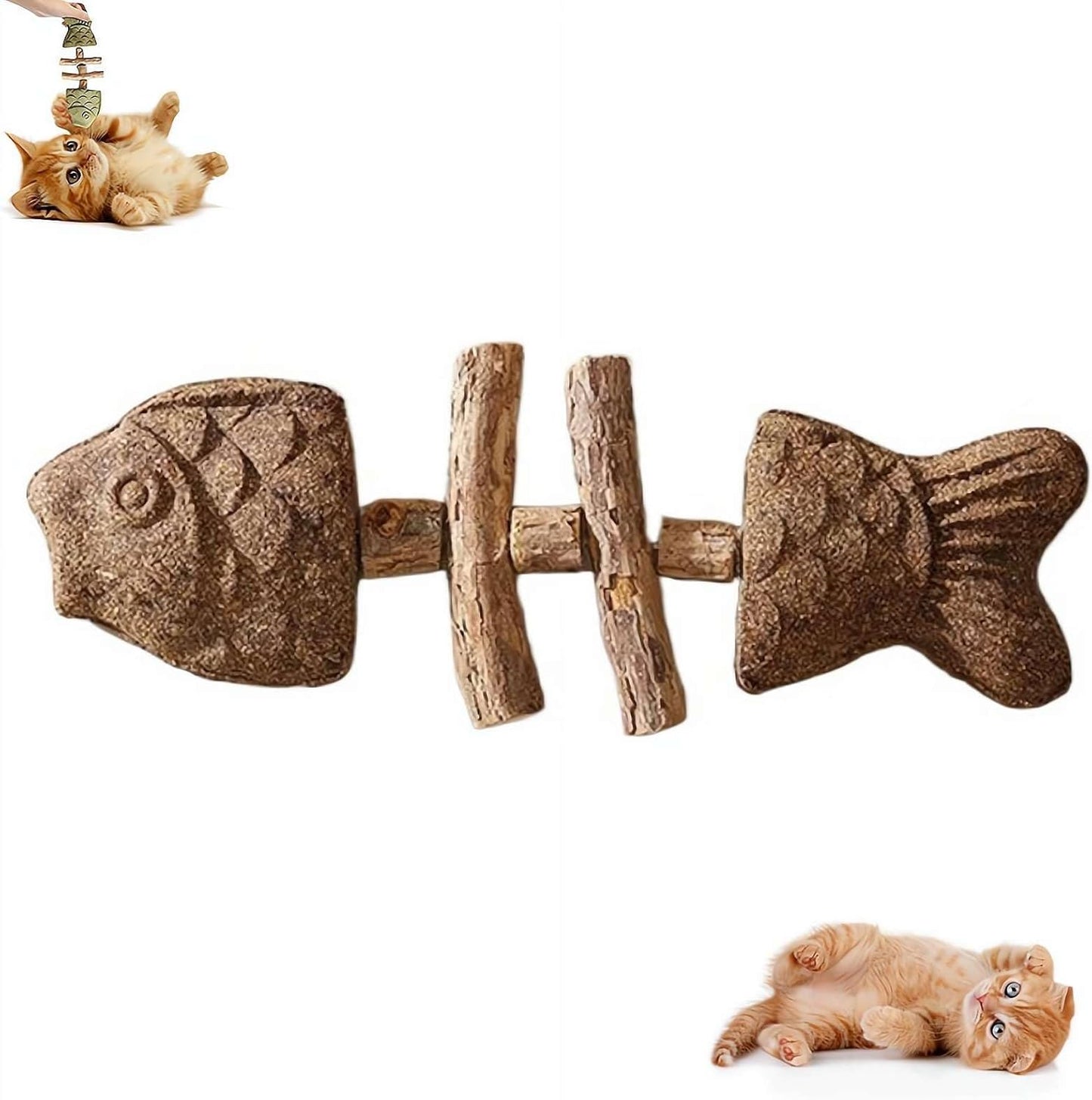 2026 New Creative Fish Bone Cat Toy,Purrident - Fix Your Cat’s Dental Health,Cat Chew Toys,Wooden Catnip Teeth Cleaning Stick, Natural Fishbone Cats Dental Toy,Durable Feline Tooth Care Tool