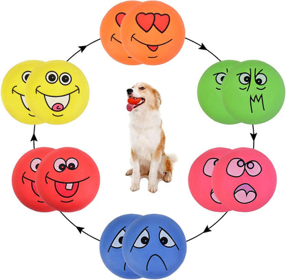 Breffima 12 Pcs Smile Inspirational Face Dog Squeaky Toys Latex Rubber Squeaky Ball Bulk Emoticon Dog Toys Chewing Interactive for Puppy Lovers Gift for Small Medium Pets Puppies Training