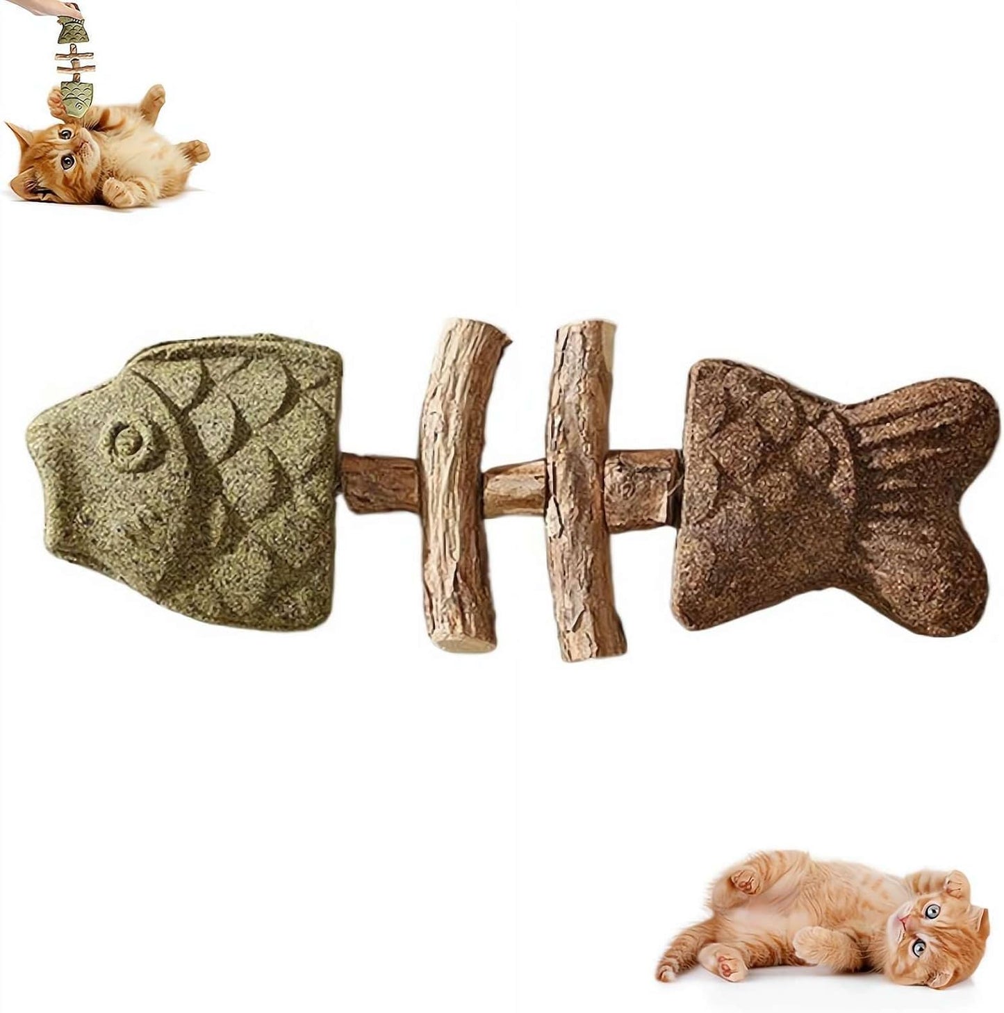 2026 New Creative Fish Bone Cat Toy,Purrident - Fix Your Cat’s Dental Health,Cat Chew Toys,Wooden Catnip Teeth Cleaning Stick, Natural Fishbone Cats Dental Toy,Durable Feline Tooth Care Tool