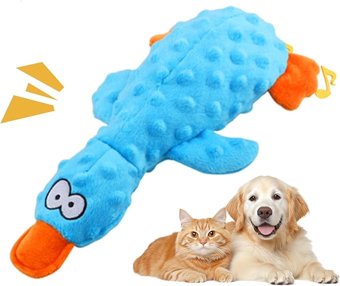 2025 New Calming Duck, Durable Dog Calming Ducks Dog Toy Yellow Stuffed Duck Dog Chew Toys, Upgrade Calming Dogs' Support for Indoor Puppy (Blue)