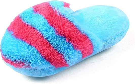 Blue Slipper Shape Dog Chew Toy, Cute Pet Puppy Dog Cat Plush Slipper Sound Pet Toy Pet Chew Toys Squeak Plush Toys Tooth Cleaning Chew Play Toy Supplies, Machine Washable