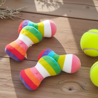2 Pcs Colourful Dog Plush Vocal Toy Rainbow Bone-Shape Chewing Toy Pet Supplies for Pet Playing Use Adorable Quality and Practical Attractive and Professional, Dog Chew Toys