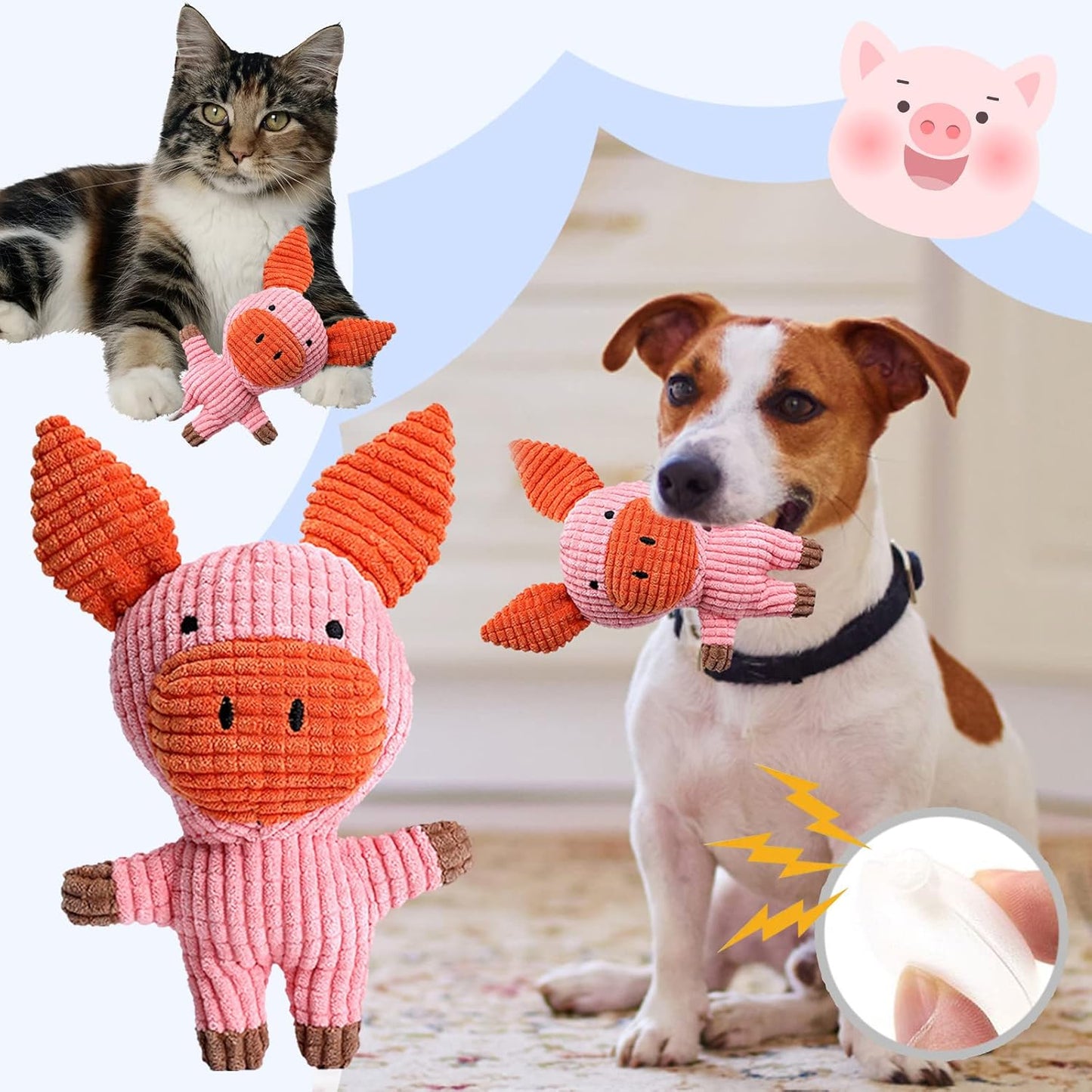 Mini Plush Animal Toy Set Pig Plush Toys Assortment Value Bundle Dog Squeaky Toys Assortment Puppy Pet Dog Toy Dog Squeak Toy for Medium Large Dogs Imprint Toy (Multicolor, One Size)