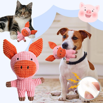 Mini Plush Animal Toy Set Pig Plush Toys Assortment Value Bundle Dog Squeaky Toys Assortment Puppy Pet Dog Toy Dog Squeak Toy for Medium Large Dogs Imprint Toy (Multicolor, One Size)