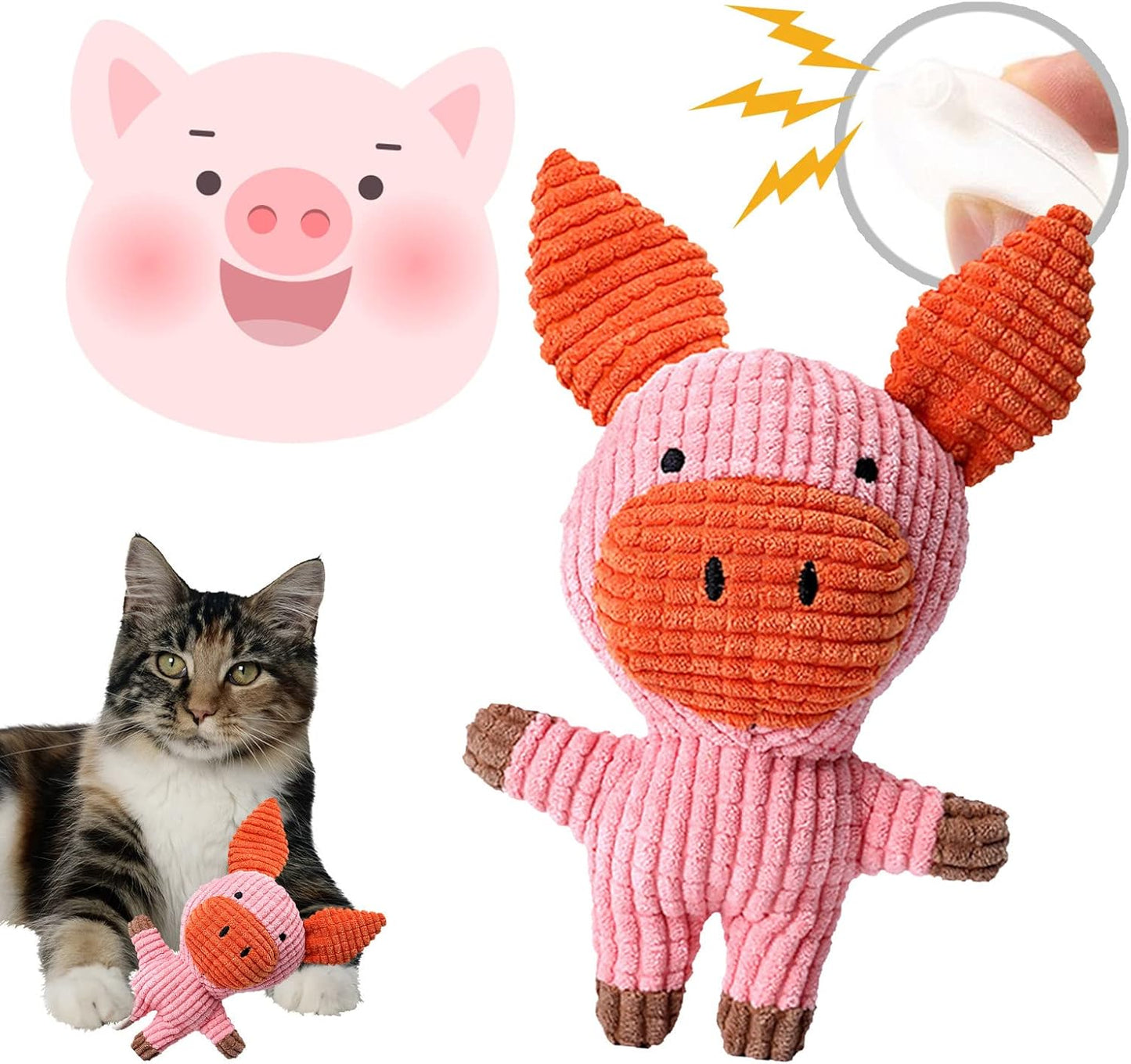 Mini Plush Animal Toy Set Pig Plush Toys Assortment Value Bundle Dog Squeaky Toys Assortment Puppy Pet Dog Toy Dog Squeak Toy for Medium Large Dogs Imprint Toy (Multicolor, One Size)