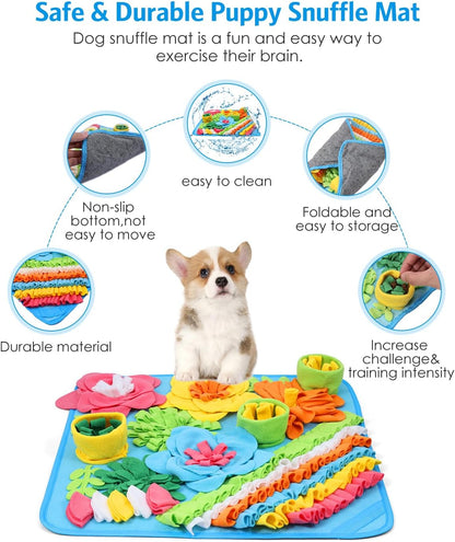 Snuffle Mat for Dogs, 20'' x 20'' Interactive Sniff Mat Smell Training & Slow Eating for Mental Stimulation & Stress Relief, Encourages Natural Foraging Skills, Dog Puzzle Toys for Indoor & Outdoor