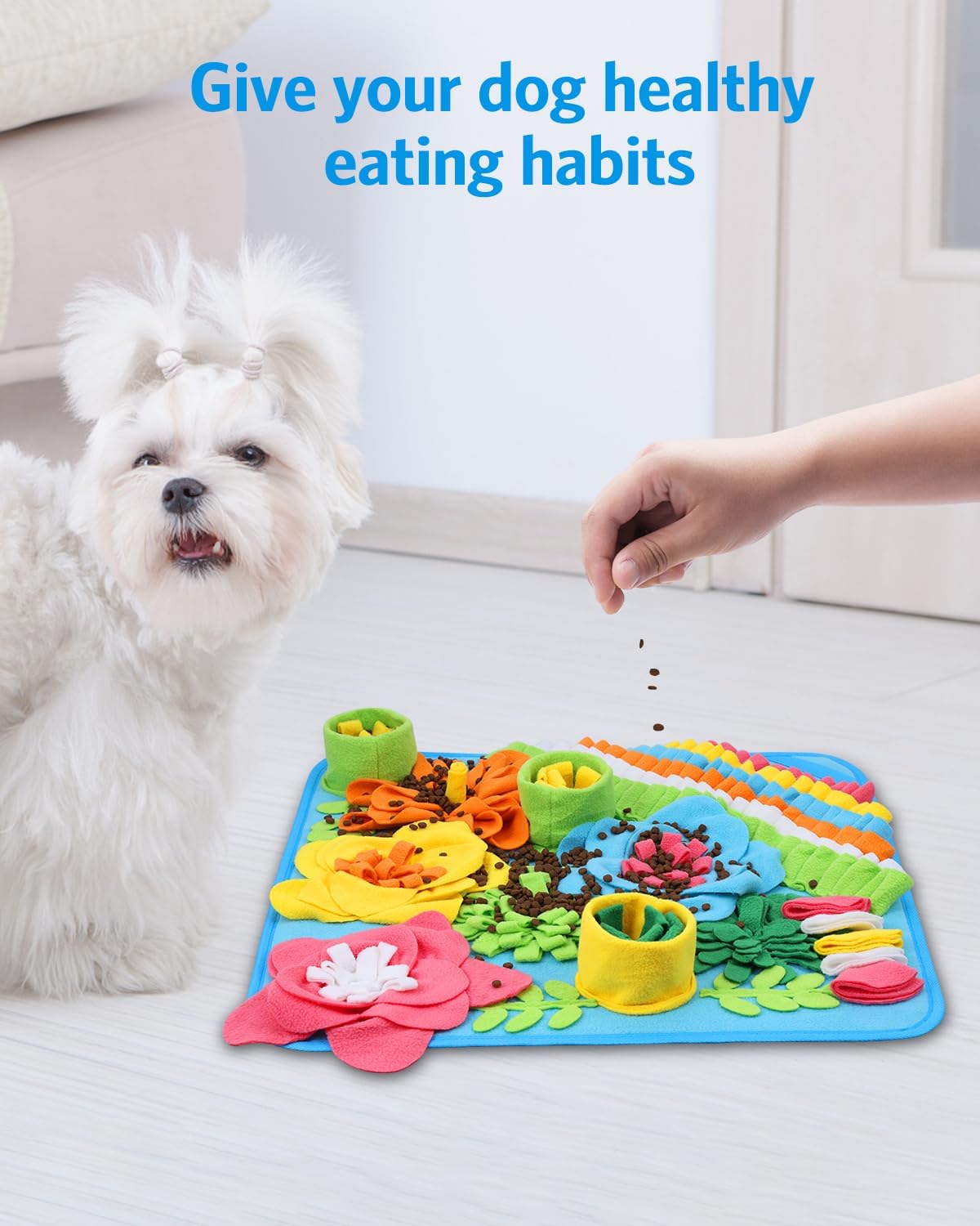 Snuffle Mat for Dogs, 20'' x 20'' Interactive Sniff Mat Smell Training & Slow Eating for Mental Stimulation & Stress Relief, Encourages Natural Foraging Skills, Dog Puzzle Toys for Indoor & Outdoor