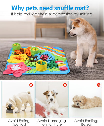 Snuffle Mat for Dogs, 20'' x 20'' Interactive Sniff Mat Smell Training & Slow Eating for Mental Stimulation & Stress Relief, Encourages Natural Foraging Skills, Dog Puzzle Toys for Indoor & Outdoor