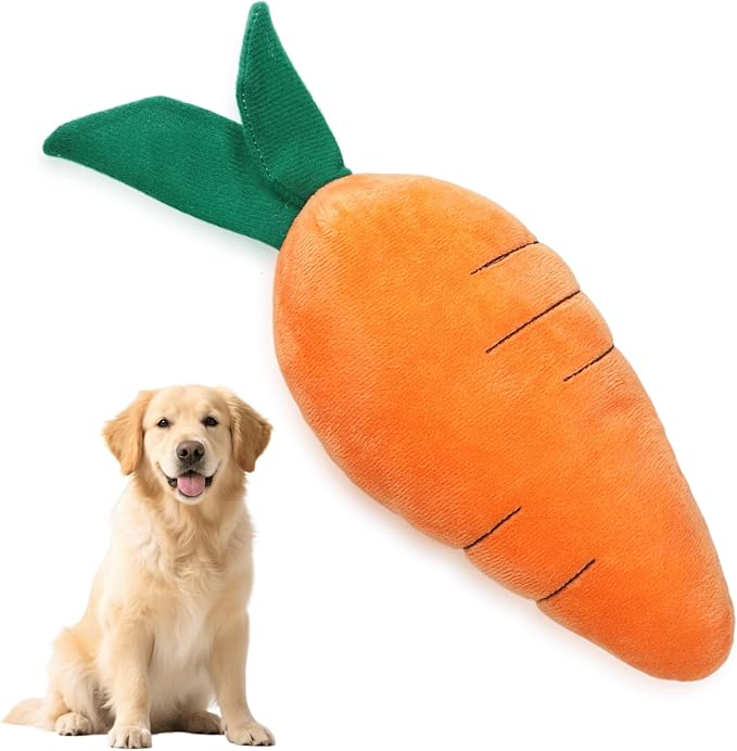Carrot Dog Toy Cute Squeaky Plush Toys Funny Interactive Pet Carrot Shape Toys with Sound Comfort Soft Pet Supplies for Small Medium Large Dogs Gifts