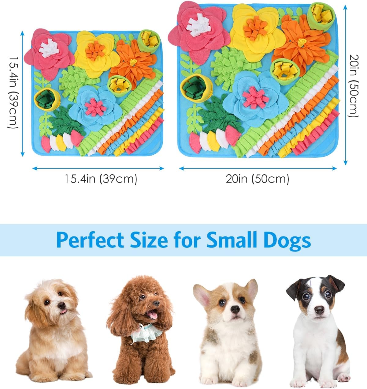 Snuffle Mat for Dogs, 20'' x 20'' Interactive Sniff Mat Smell Training & Slow Eating for Mental Stimulation & Stress Relief, Encourages Natural Foraging Skills, Dog Puzzle Toys for Indoor & Outdoor