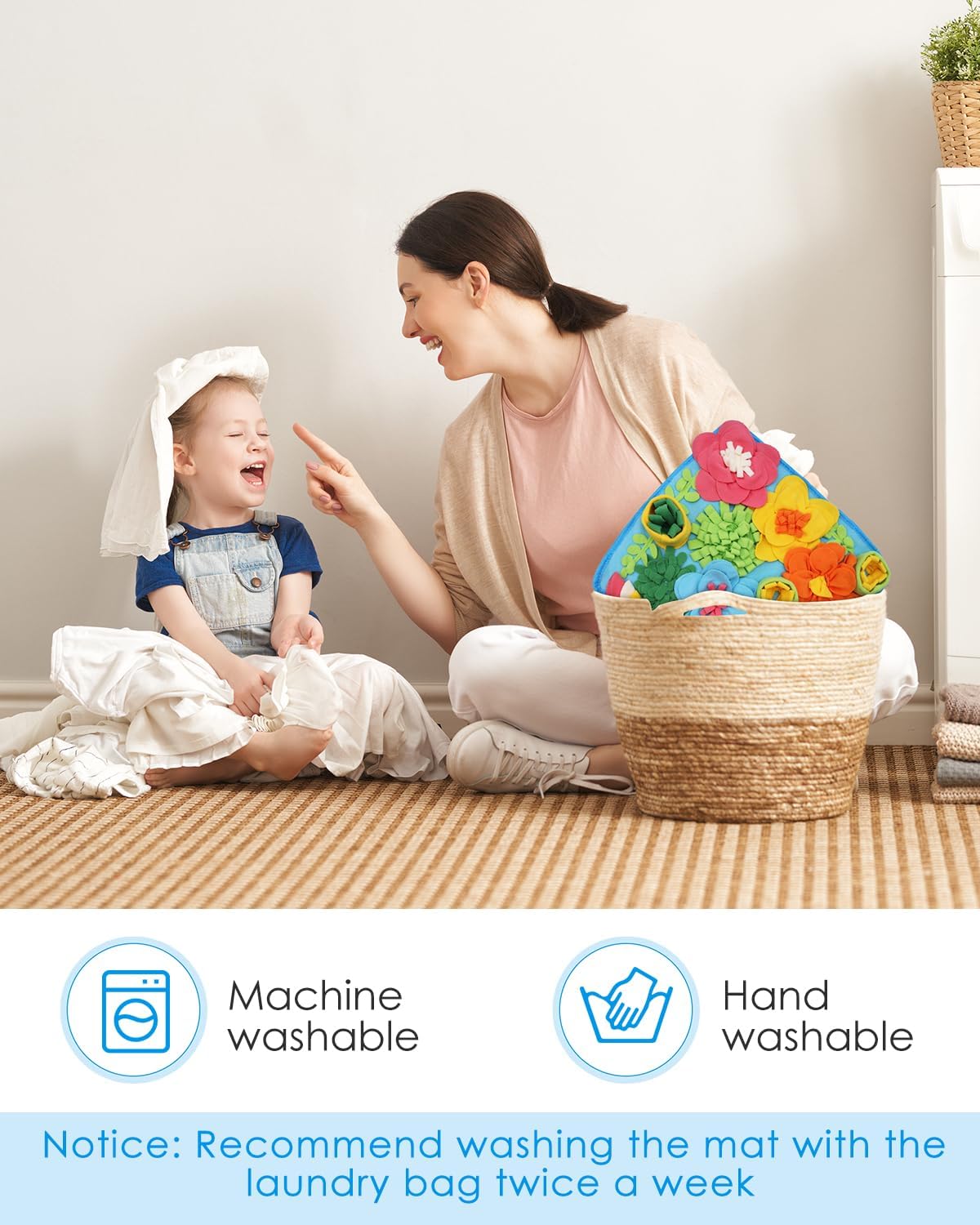 Snuffle Mat for Dogs, 20'' x 20'' Interactive Sniff Mat Smell Training & Slow Eating for Mental Stimulation & Stress Relief, Encourages Natural Foraging Skills, Dog Puzzle Toys for Indoor & Outdoor