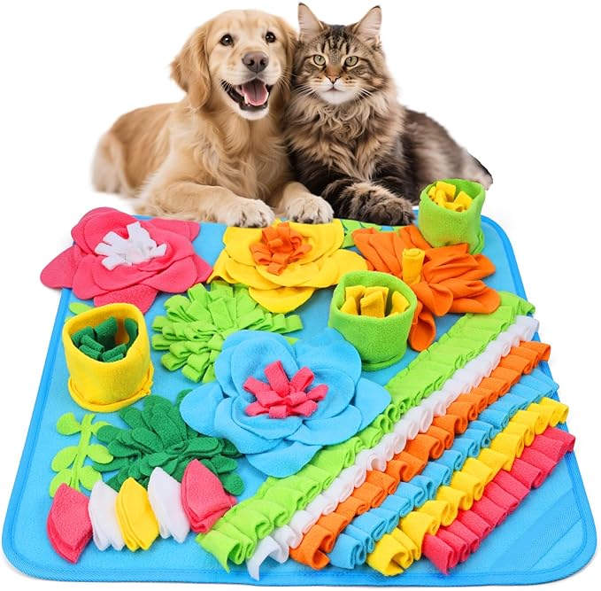 Snuffle Mat for Dogs, 20'' x 20'' Interactive Sniff Mat Smell Training & Slow Eating for Mental Stimulation & Stress Relief, Encourages Natural Foraging Skills, Dog Puzzle Toys for Indoor & Outdoor