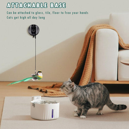 11Pcs Durable Fishing Pole Cat Feather Toy, Retractable Wand Toys, Cats Fishing Rod with 11 Pcs Feather Refills for Indoor & Outdoor Cats, Interactive Cat Feathers Toys with Retractable Fishing Pole